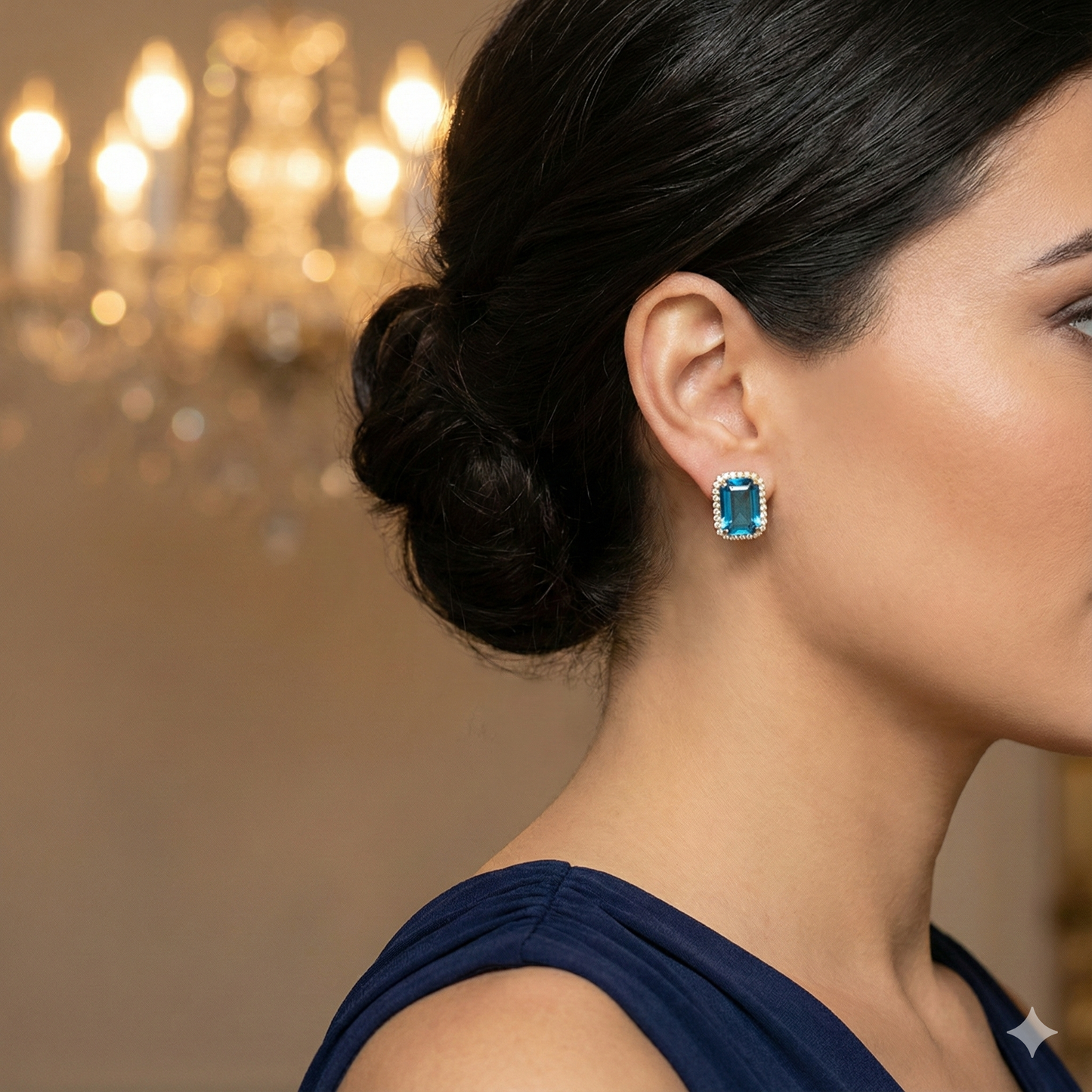 Premium Blue Crystal Stud Earrings – Gold Plated Elegant Party & Daily Wear Jewellery