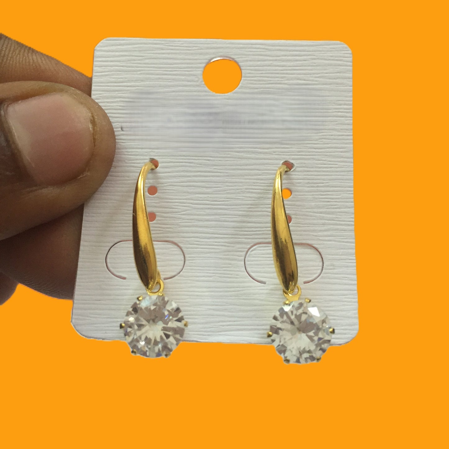 Gold CZ Drop Earrings – Premium Sparkling Crystal Dangler for Party & Daily Wear