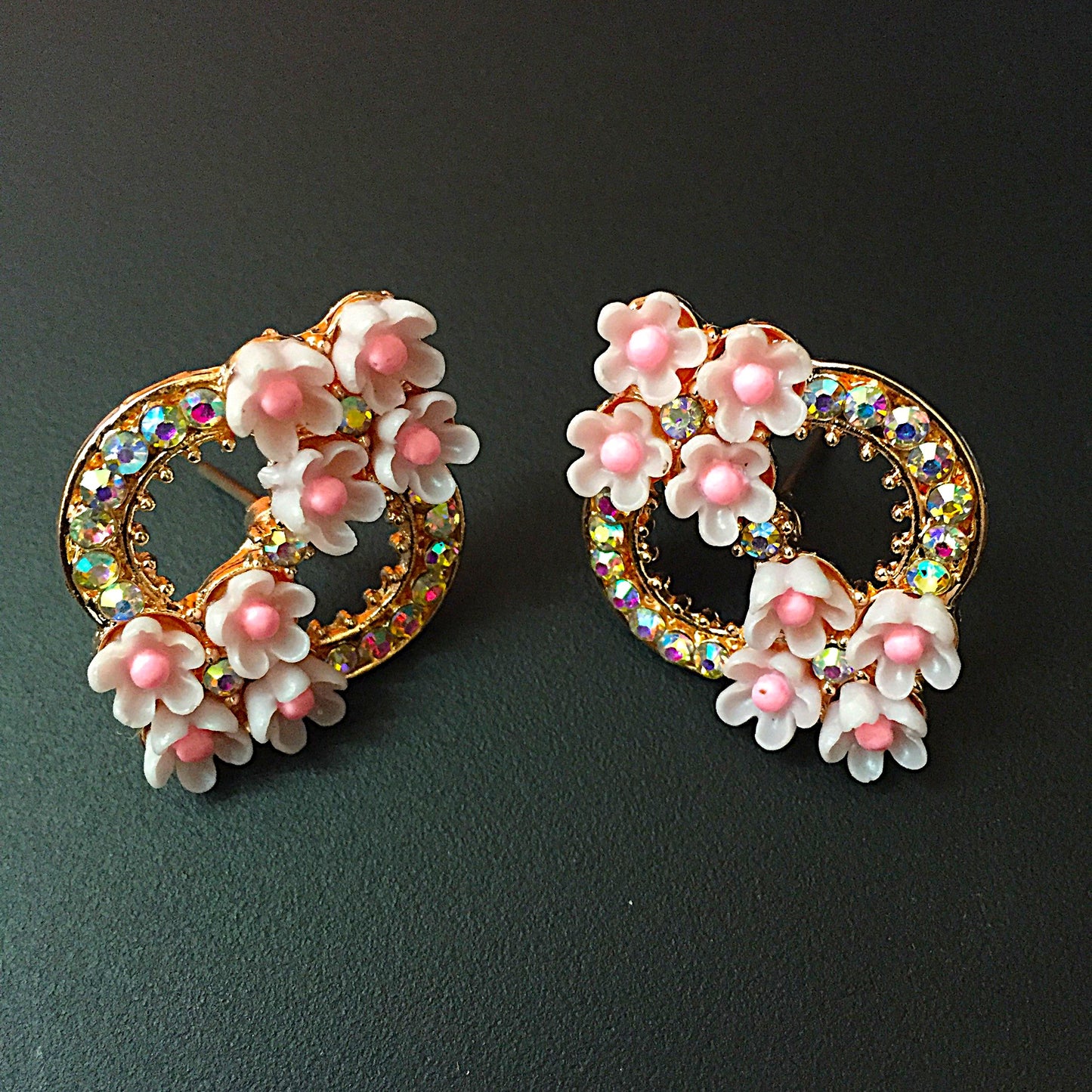Floral Hoop Earrings with Pastel Flowers – Stylish Party & Daily Wear Jewellery