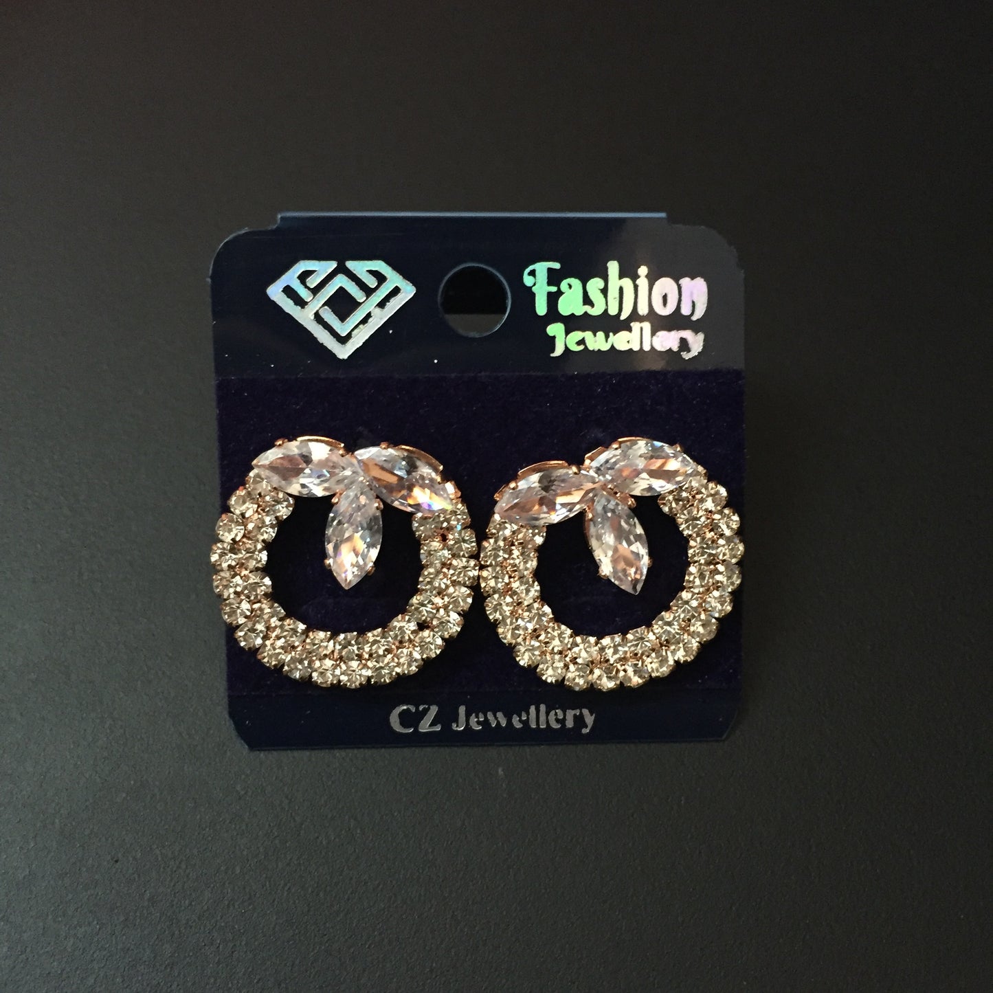 Premium CZ Crystal Loop Earrings – Elegant Party & Bridal Jewellery