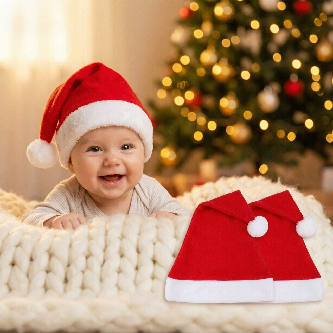 Classic Red & White Santa Hats | Soft Felt Christmas Party & Family Photo Props(pack of 1)