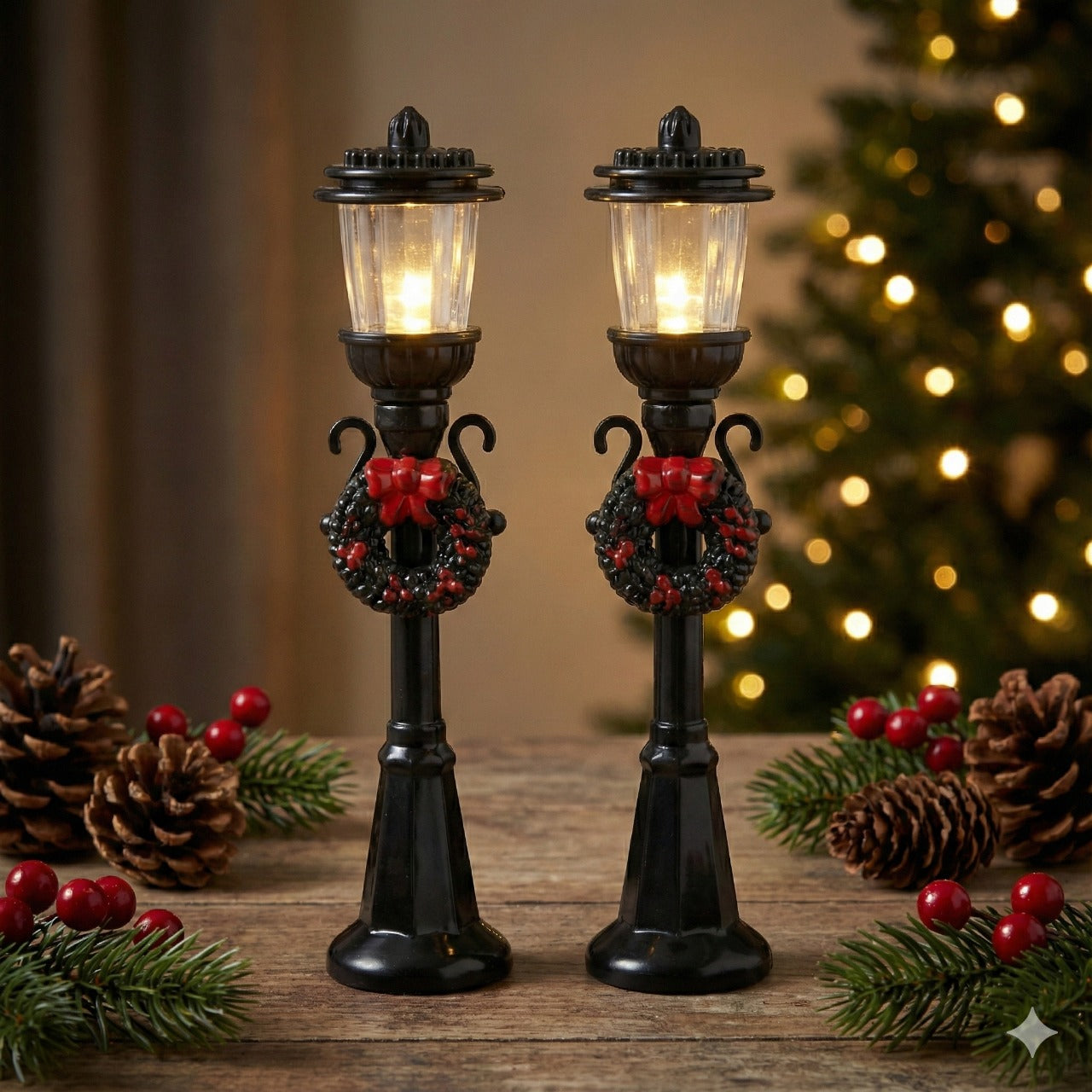 Nostalgic Miniature Christmas Street Lamp Set (2-Pack) | Lighted Village & Mantel Decor