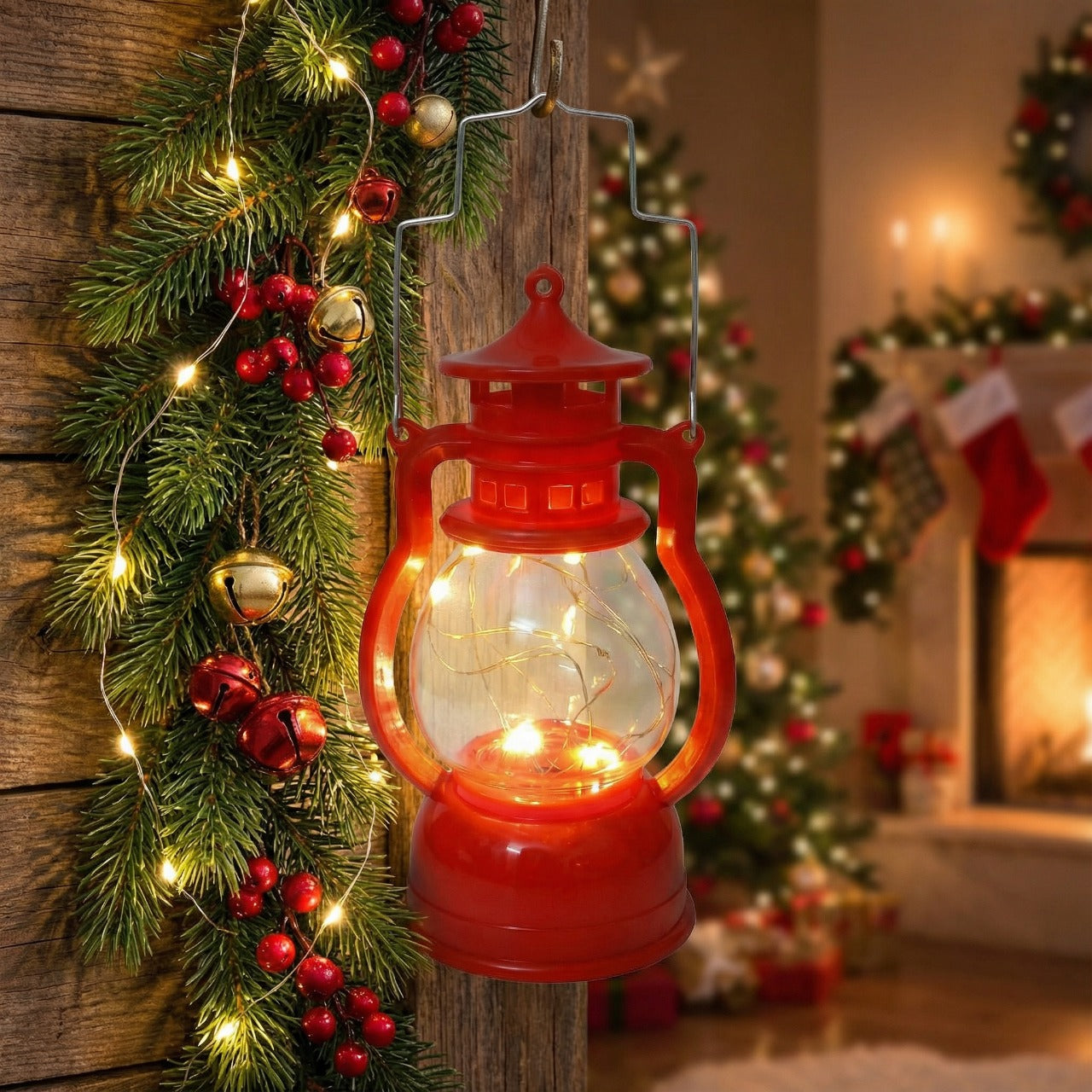 Classic Red LED Lantern Set - Decorative Fairy Lights for Home & Garden(PACK OF 1)
