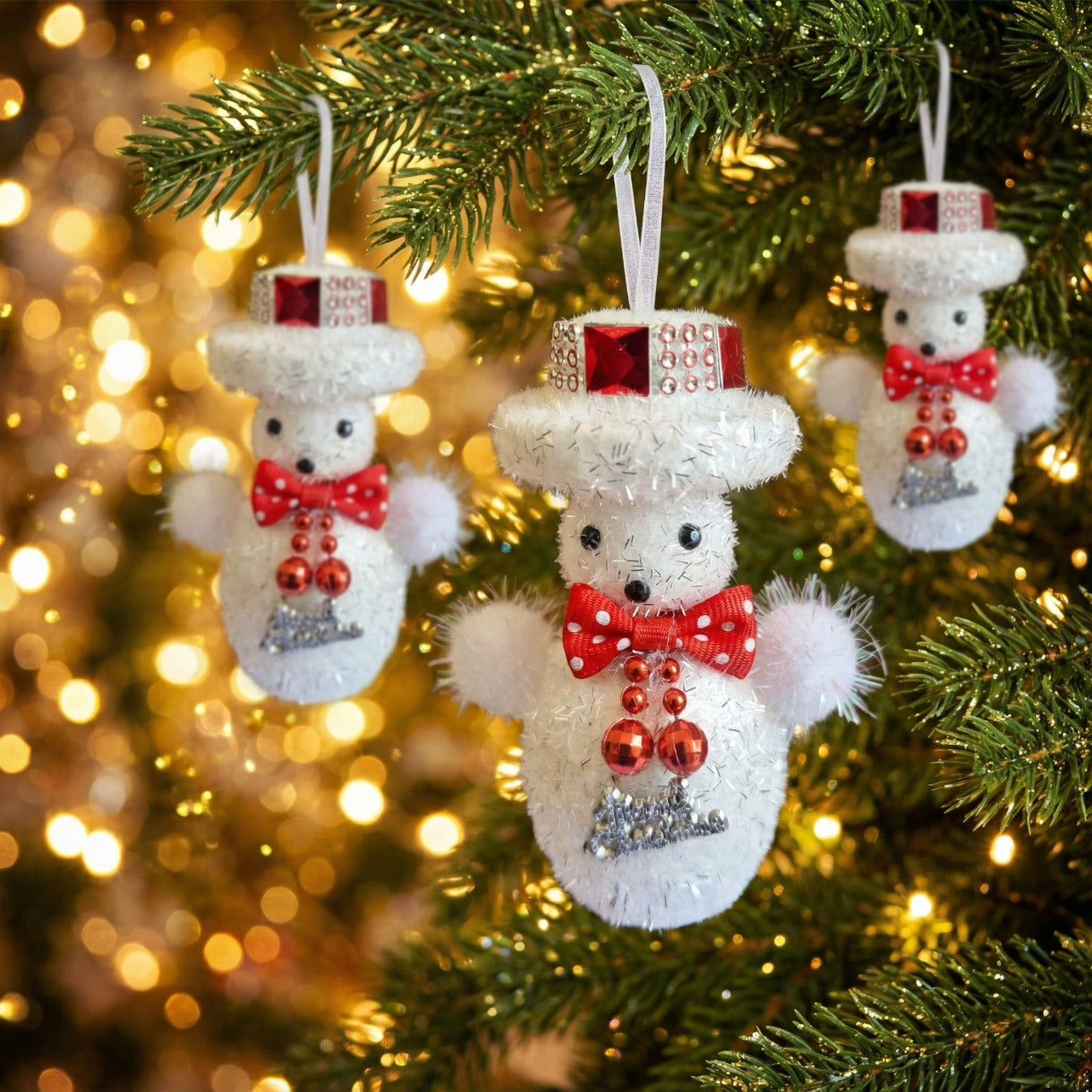 Kitschy Retro Santa Head Ornament | Vintage Tinsel Beard Figurine with Star Cap | Nostalgic Collectible(pack of 3)