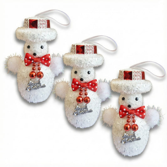 Kitschy Retro Santa Head Ornament | Vintage Tinsel Beard Figurine with Star Cap | Nostalgic Collectible(pack of 3)