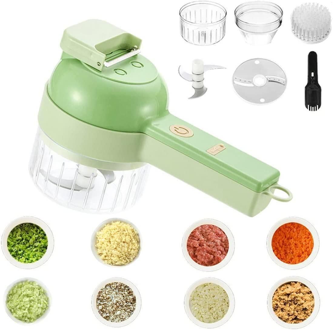 4-in-1 Portable Electric Vegetable Cutter Set – Wireless Mini Food Processor & Chopper