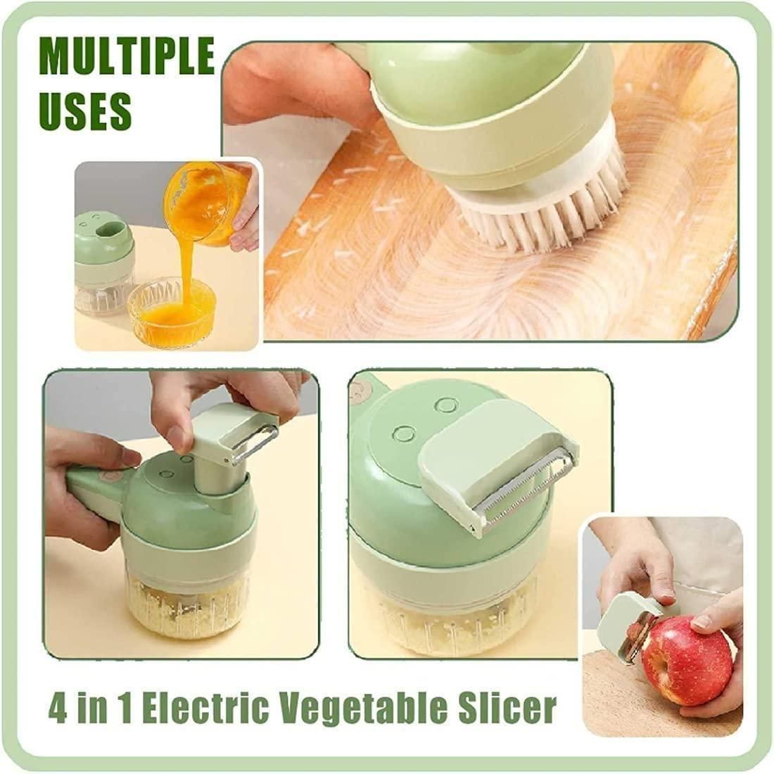 4-in-1 Portable Electric Vegetable Cutter Set – Wireless Mini Food Processor & Chopper