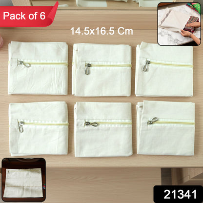 Zip Closure Saree Storage Bag (14.5x16.5 Cm Pack Of 6)