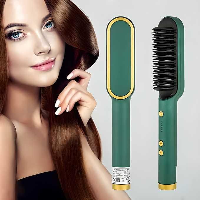 3-in-1 Professional Electric Hair Straightener Comb Brush – Quick Detangle & Smooth Styling