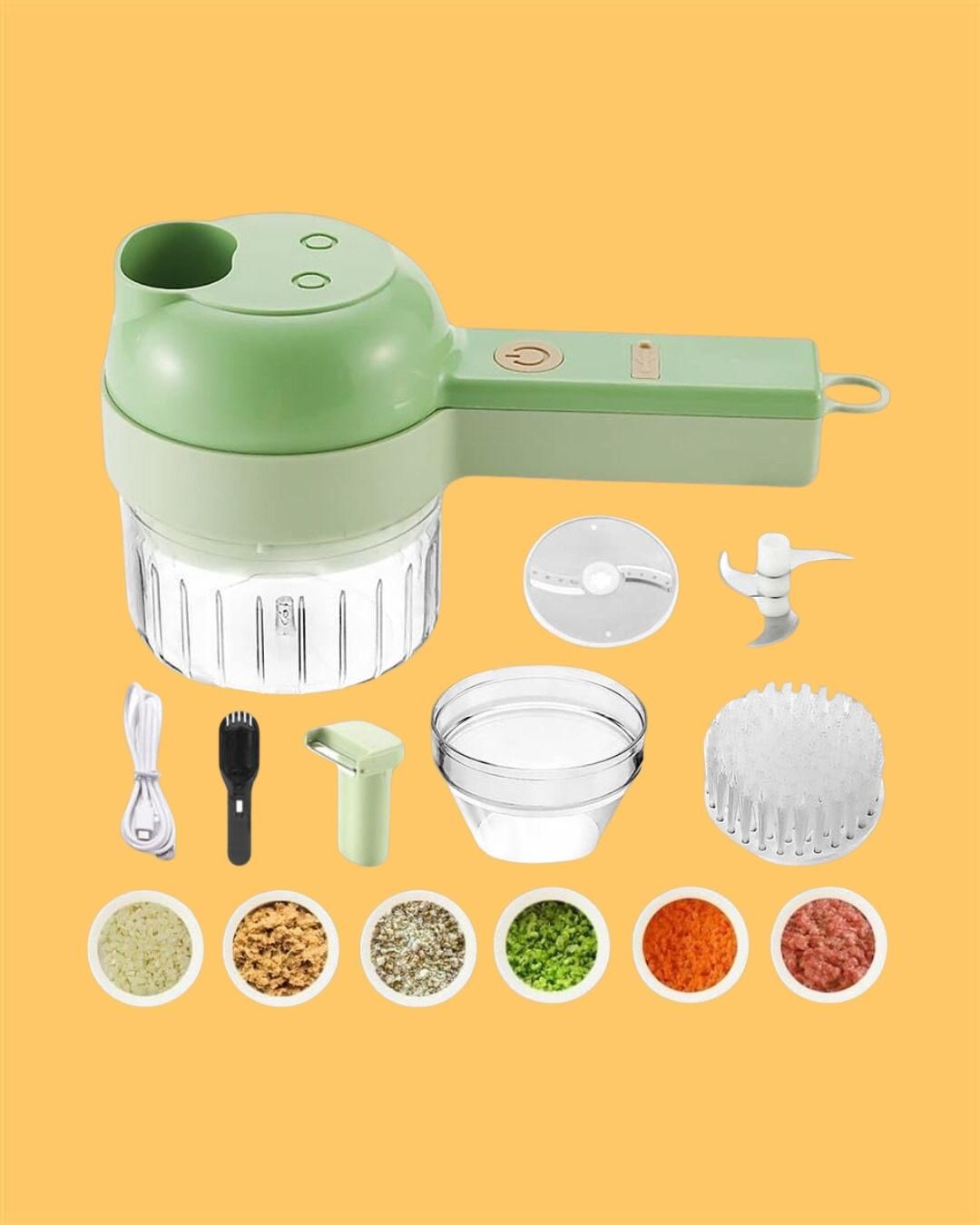 4-in-1 Portable Electric Vegetable Cutter Set – Wireless Mini Food Processor & Chopper