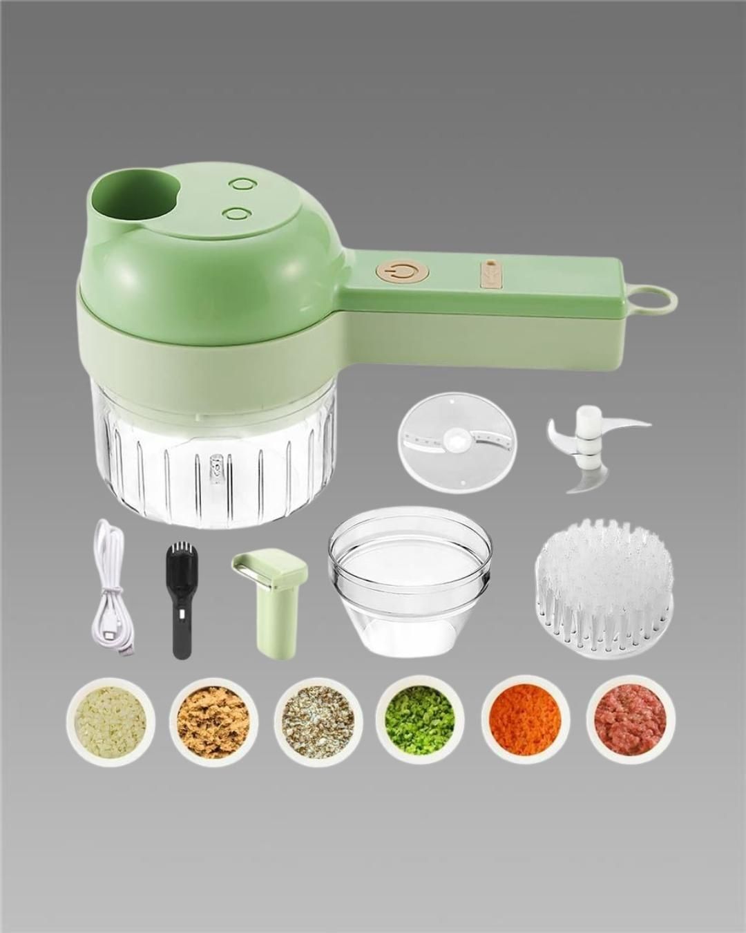 4-in-1 Portable Electric Vegetable Cutter Set – Wireless Mini Food Processor & Chopper