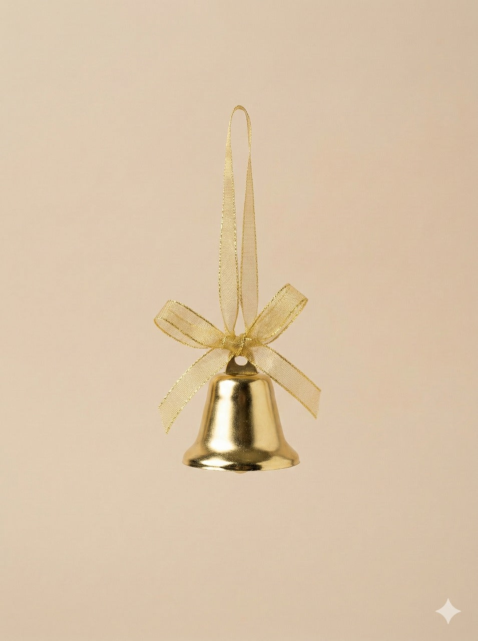 Classic Shiny Gold Christmas Bell Ornament | Elegant Bow Accent & Festive Tree Hanger(PACK OF 2)