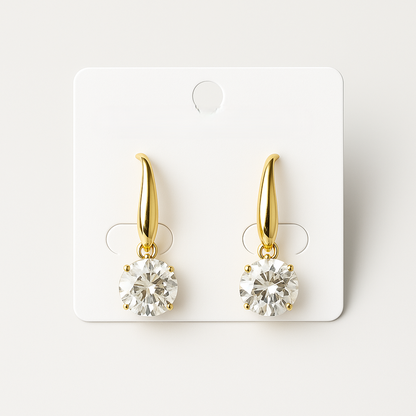 Gold CZ Drop Earrings – Premium Sparkling Crystal Dangler for Party & Daily Wear
