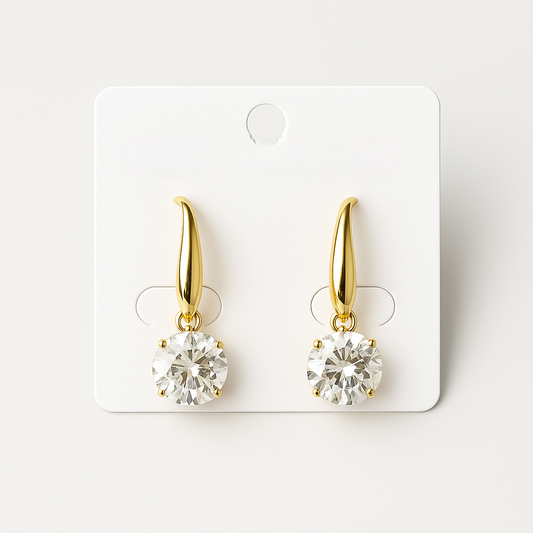 Gold CZ Drop Earrings – Premium Sparkling Crystal Dangler for Party & Daily Wear
