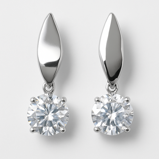 Sparkling silver drop earrings with CZ stone – elegant women jewellery
