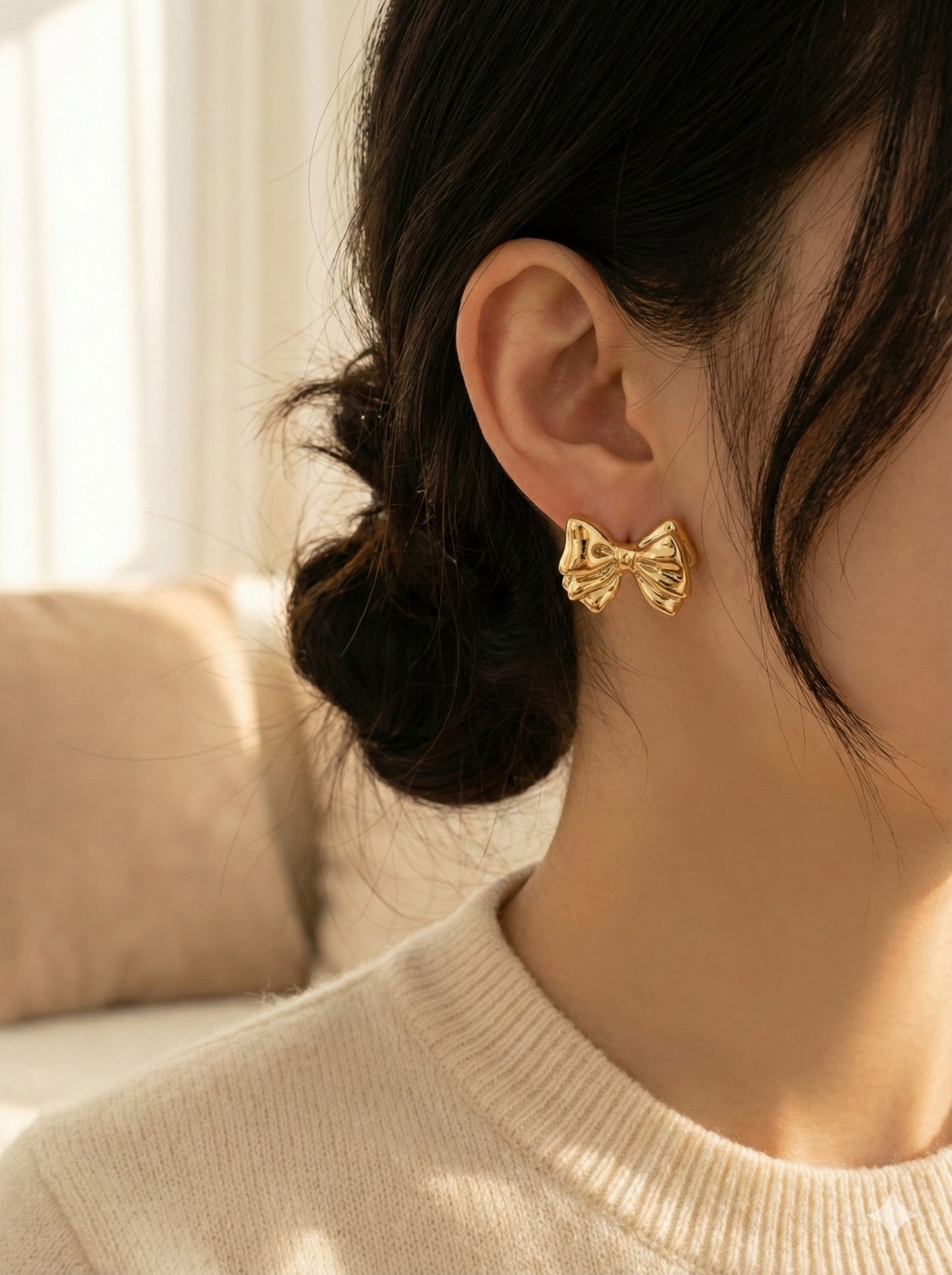Gold Bow Stud Earrings – Cute & Elegant Daily Wear Fashion Jewellery
