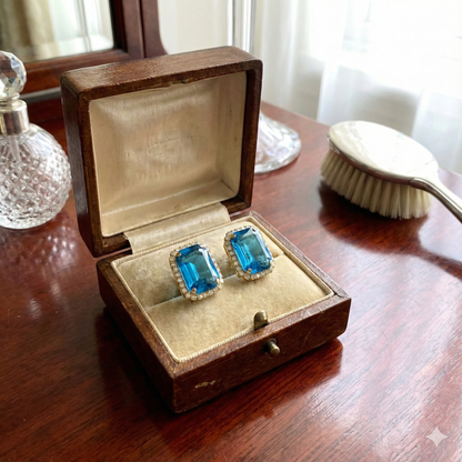 Premium Blue Crystal Stud Earrings – Gold Plated Elegant Party & Daily Wear Jewellery