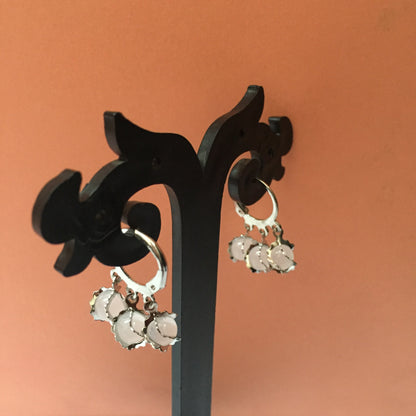 Elegant Triple Stone Hoop Earrings – Stylish Daily & Party Wear Jewellery