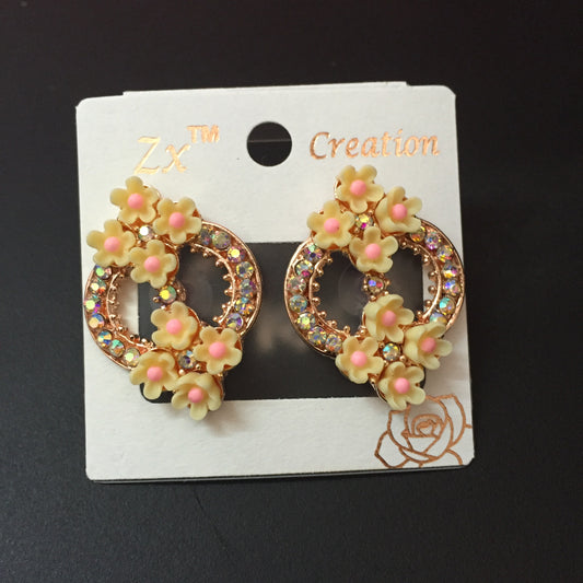 Floral Hoop Earrings with Pastel Flowers – Stylish Party & Daily Wear Jewellery