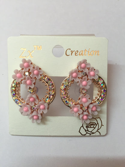 Floral Hoop Earrings with Pastel Flowers – Stylish Party & Daily Wear Jewellery