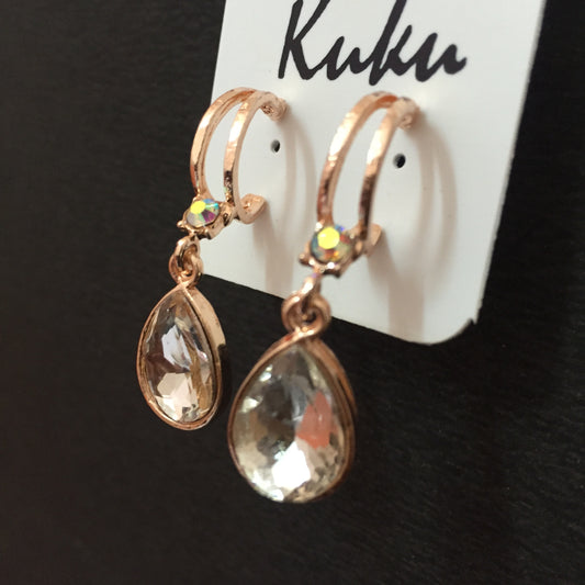 Elegant Rose Gold Teardrop Crystal Earrings – Party & Daily Wear Jewellery