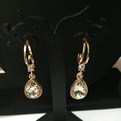 Elegant Rose Gold Teardrop Crystal Earrings – Party & Daily Wear Jewellery