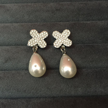 Elegant Pearl Drop Crystal Stud Earrings – Premium Partywear Jewelry