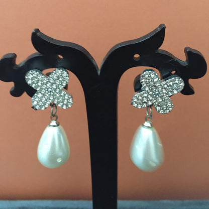 Elegant Pearl Drop Crystal Stud Earrings – Premium Partywear Jewelry