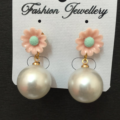 Cute Floral Pearl Drop Earrings – Trendy Daily Wear Fashion Jewellery