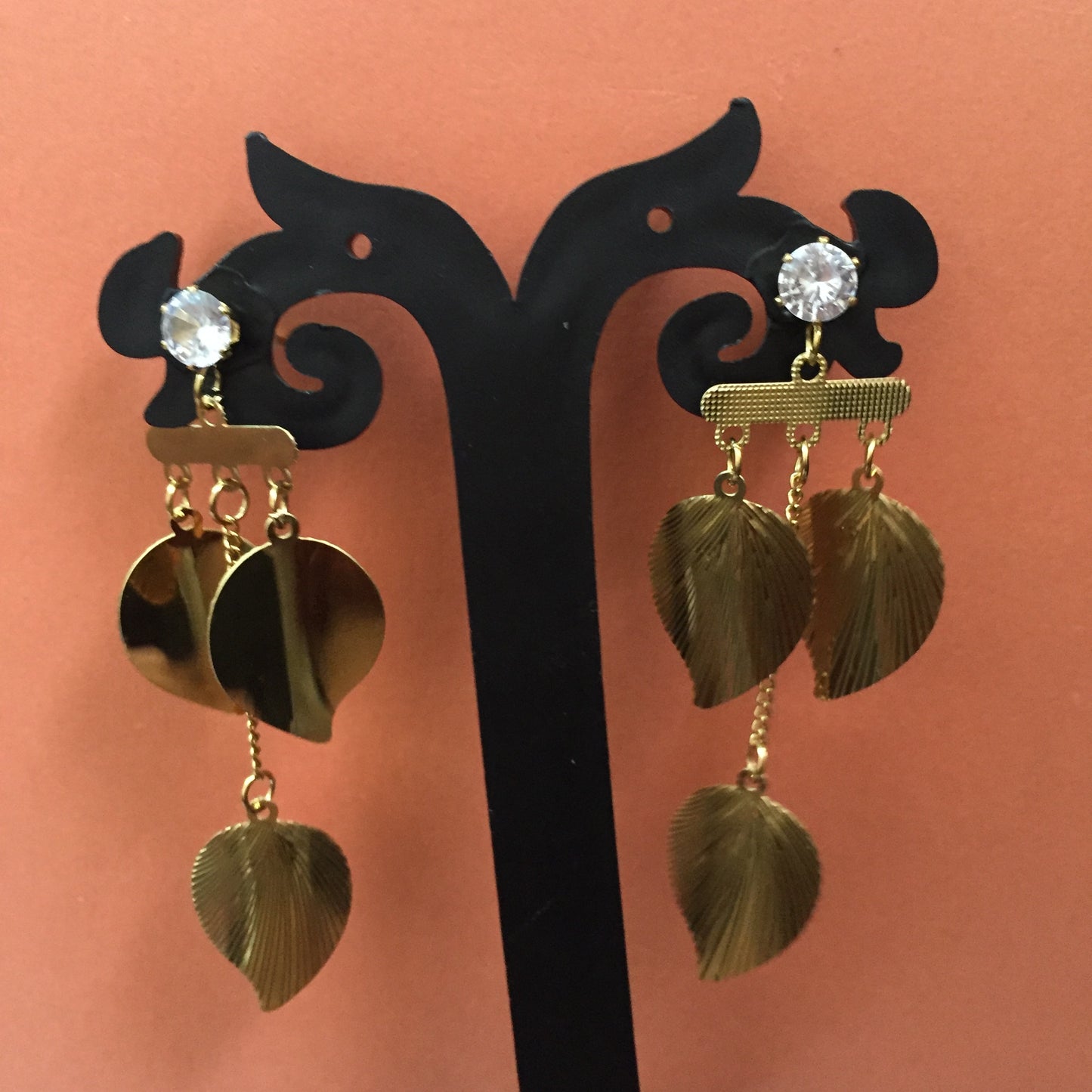 Premium Gold-Plated Leaf Drop Earrings | Trendy Partywear Danglers for Women