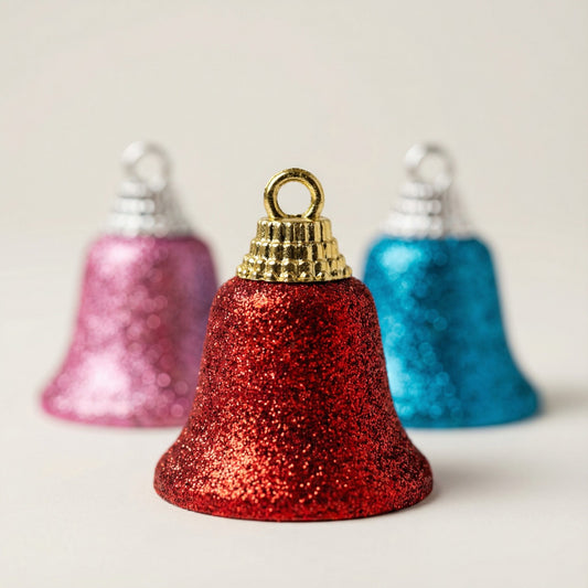 Dazzling Glitter Christmas Bell Ornaments - Colorful Holiday Tree Decor(pack of 3)