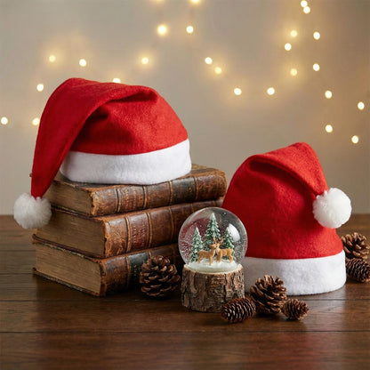 Classic Red & White Santa Hats | Soft Felt Christmas Party & Family Photo Props(pack of 3)