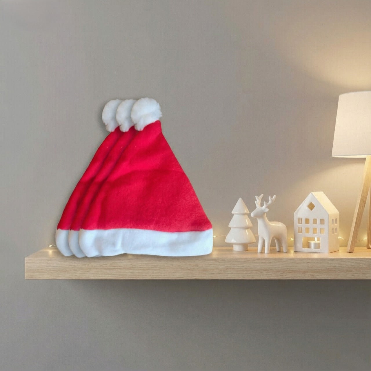 Classic Red & White Santa Hats | Soft Felt Christmas Party & Family Photo Props(pack of 3)