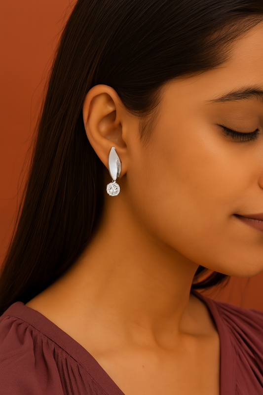 Sparkling Silver Drop CZ Earrings – Elegant Daily & Partywear Jewellery
