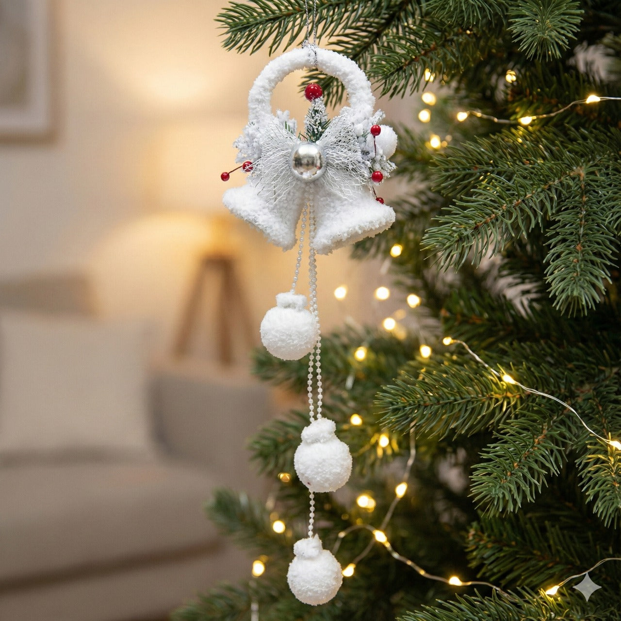 Christmas Bell Ornament | Shabby Chic Winter Door Hanger Decoration