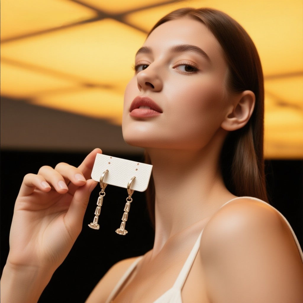 Elegant CZ Long Drop Earrings – Premium Party & Festive Wear Jewellery