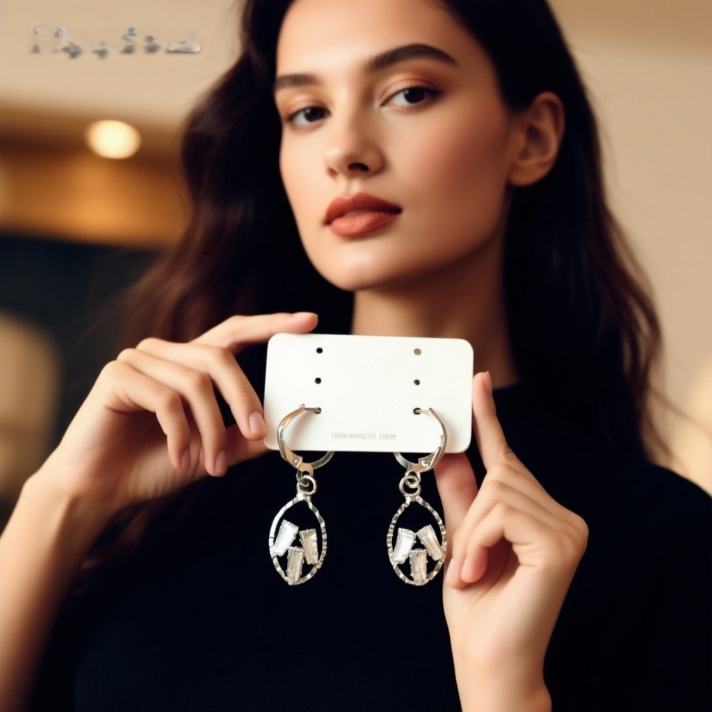 Elegant CZ Oval Dangler Earrings – Stylish Party & Daily Wear Jewellery