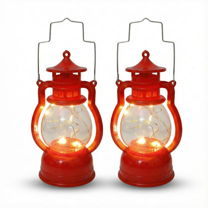 Classic Red LED Lantern Set - Decorative Fairy Lights for Home & Garden(PACK OF 2)