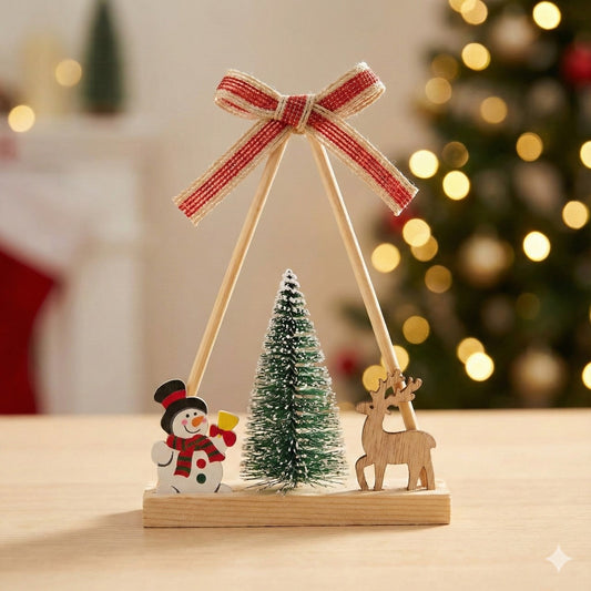 Rustic Wooden Desktop Christmas Decor | Mini Tree, Reindeer & Snowman Table Ornament