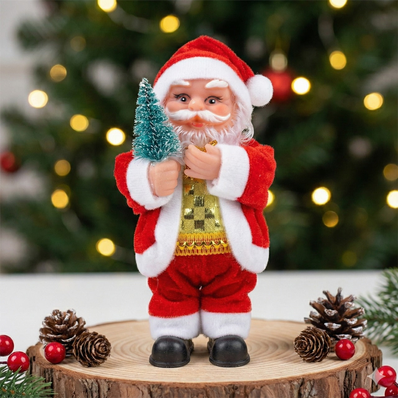 Classic Mini Santa Figurine Toy | Cute Musical/Dancing Christmas Tabletop Decoration