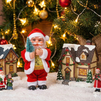 Classic Mini Santa Figurine Toy | Cute Musical/Dancing Christmas Tabletop Decoration