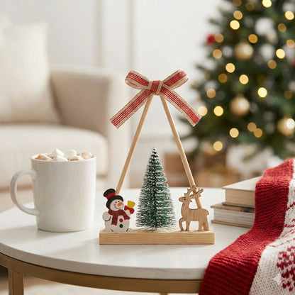 Rustic Wooden Desktop Christmas Decor | Mini Tree, Reindeer & Snowman Table Ornament