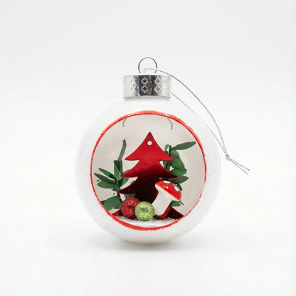 Enchanted Forest Diorama Glass Christmas Ornament - Tree & Mushroom Scene(pack of 1)