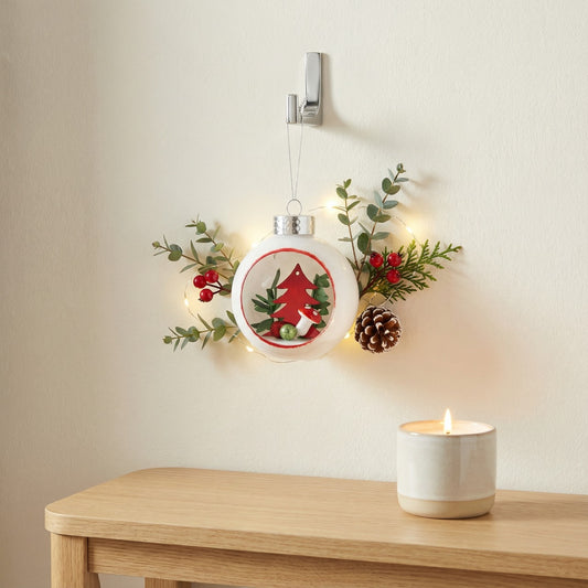 Enchanted Forest Diorama Glass Christmas Ornament - Tree & Mushroom Scene(pack of 1)