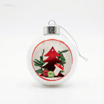 Enchanted Forest Diorama Glass Christmas Ornament - Tree & Mushroom Scene(pack of 1)