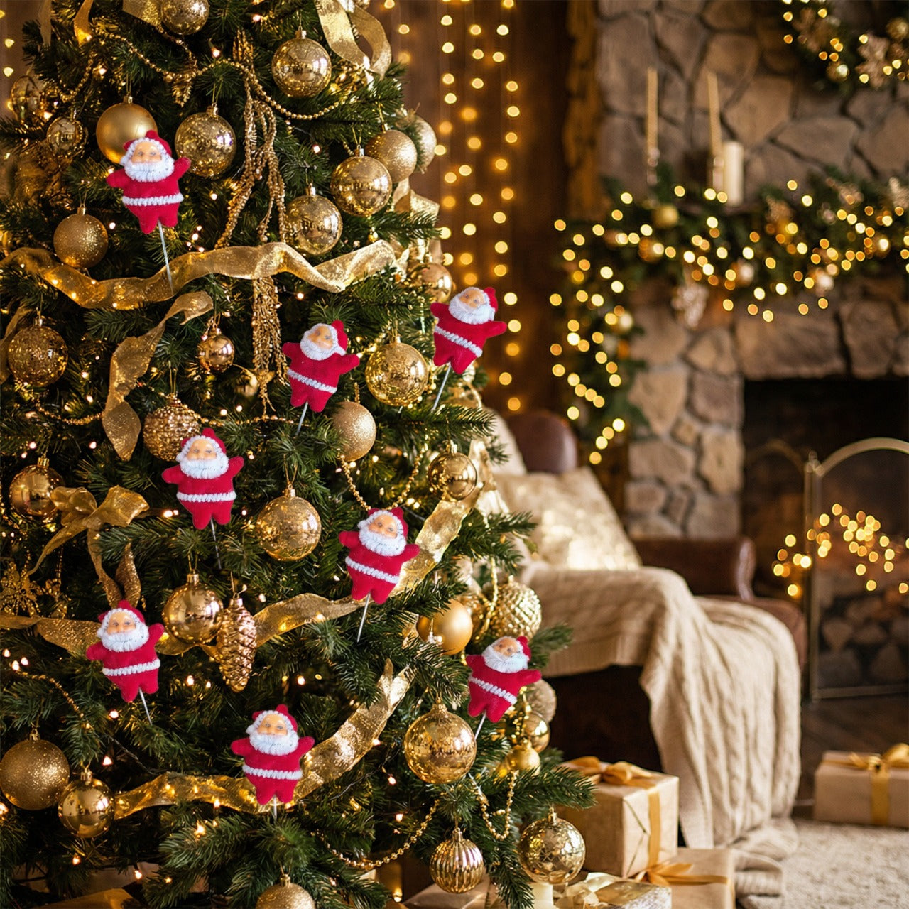 Vibrant Blue & Green Holiday Ornament Accent Set | 12-Piece Drum, Bauble, and Mini Gift Box (Pack of 6)