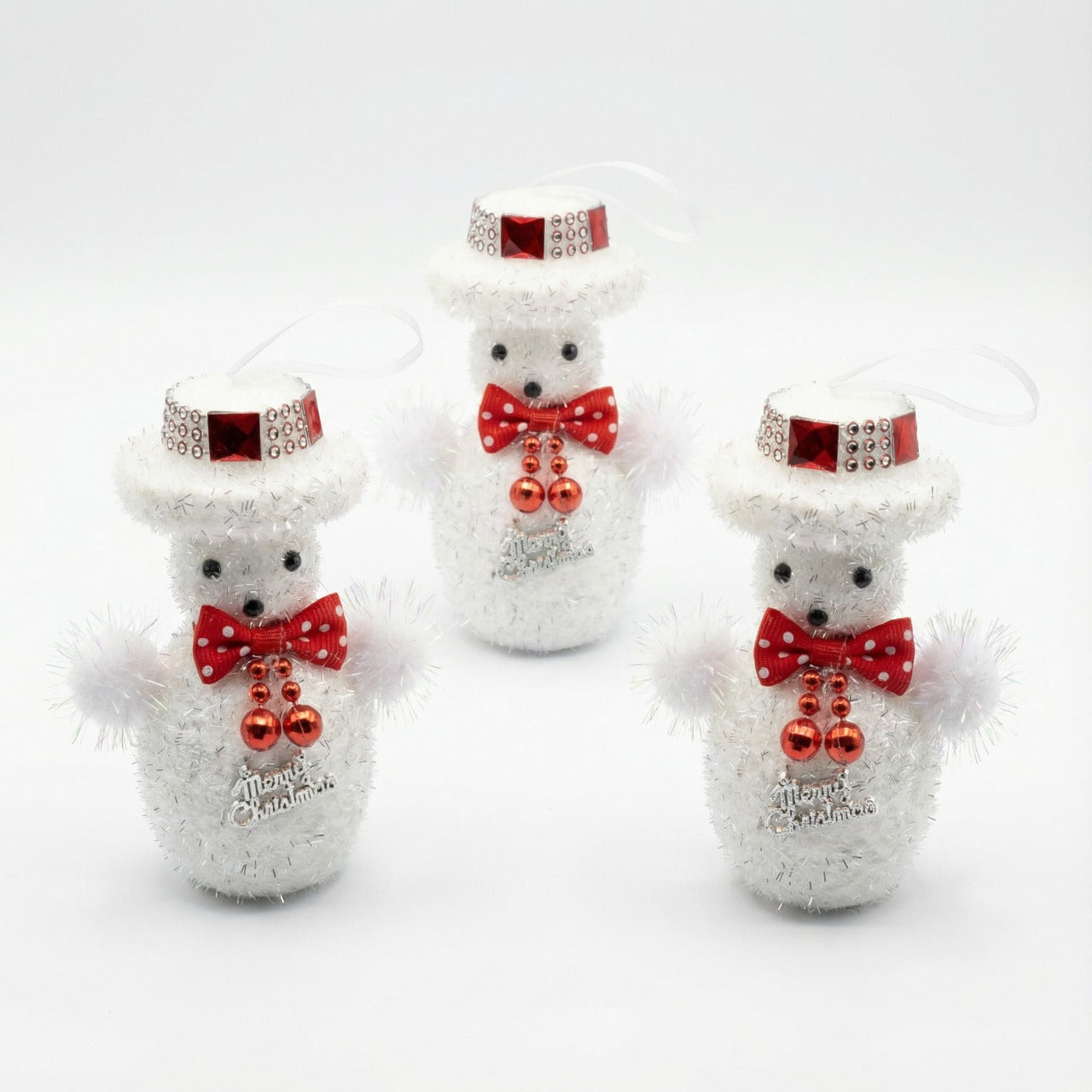 Kitschy Retro Santa Head Ornament | Vintage Tinsel Beard Figurine with Star Cap | Nostalgic Collectible(pack of 3)