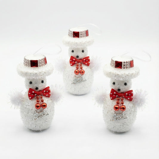 Kitschy Retro Santa Head Ornament | Vintage Tinsel Beard Figurine with Star Cap | Nostalgic Collectible(pack of 3)