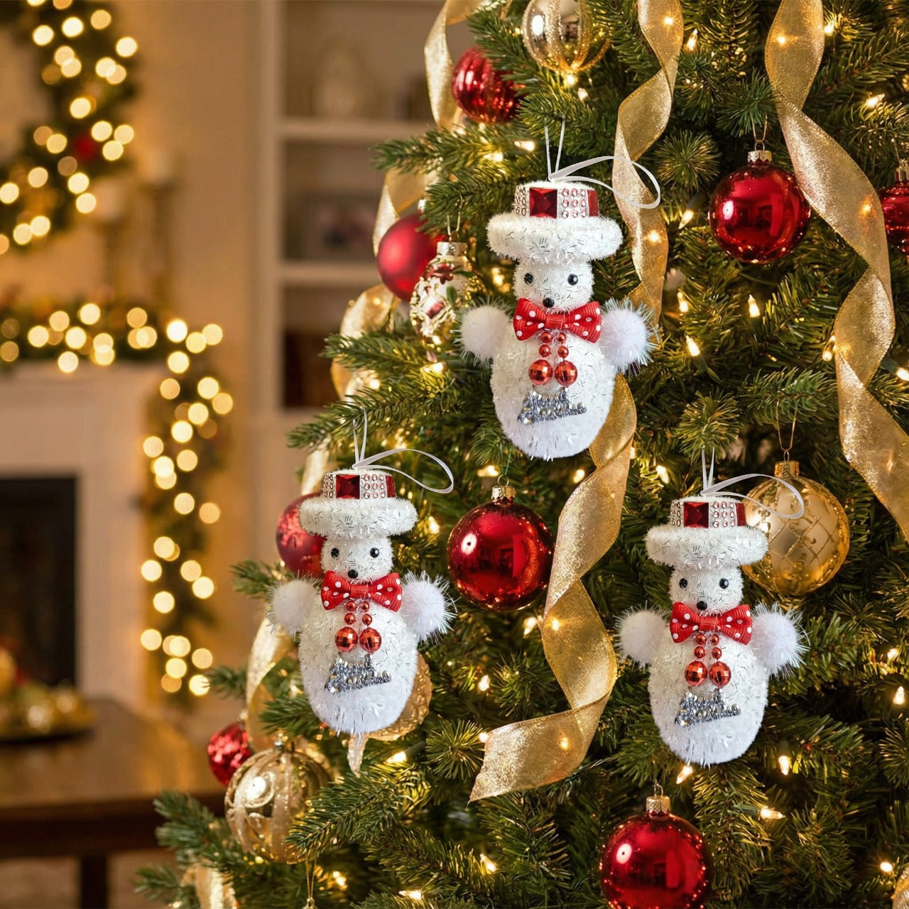 Kitschy Retro Santa Head Ornament | Vintage Tinsel Beard Figurine with Star Cap | Nostalgic Collectible(pack of 3)