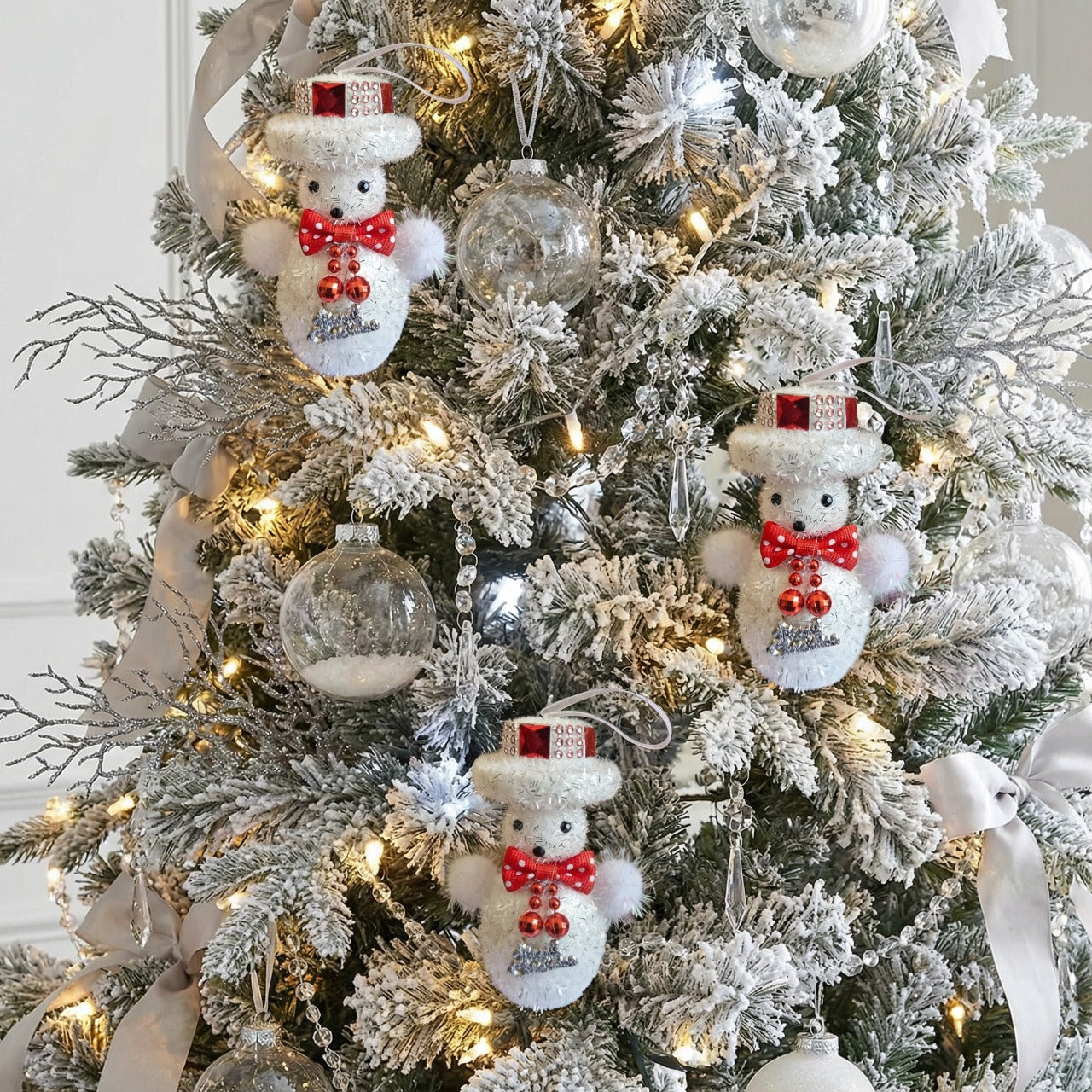 Kitschy Retro Santa Head Ornament | Vintage Tinsel Beard Figurine with Star Cap | Nostalgic Collectible(pack of 3)